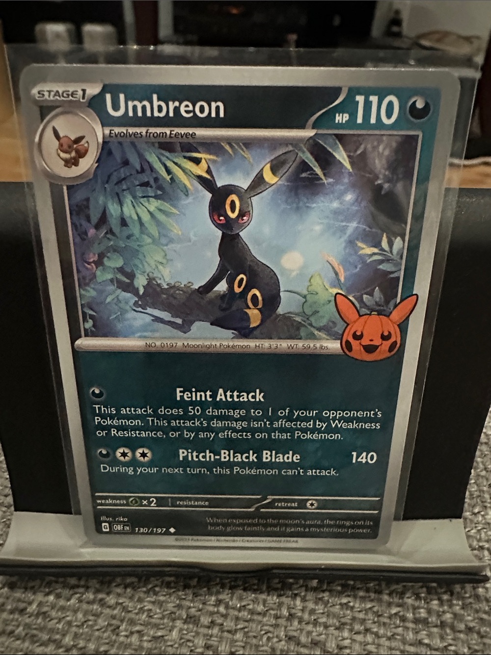 Pokemon Umbreon Trading Card - Blue, Black, Yellow
